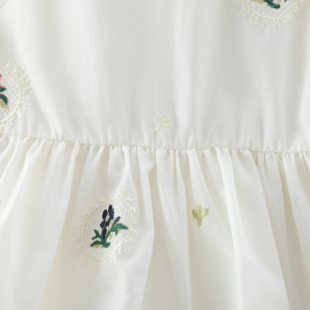 Casual Dress Girls' Clothing Refreshing Embroidered Vest Dress for 2-6Y