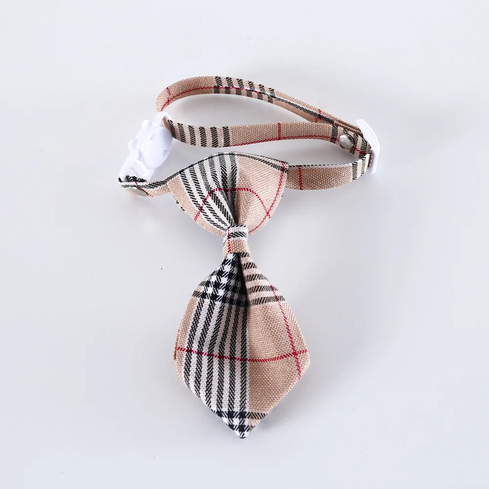 1pc Adjustable Plaid Cat Collar with Bow Tie