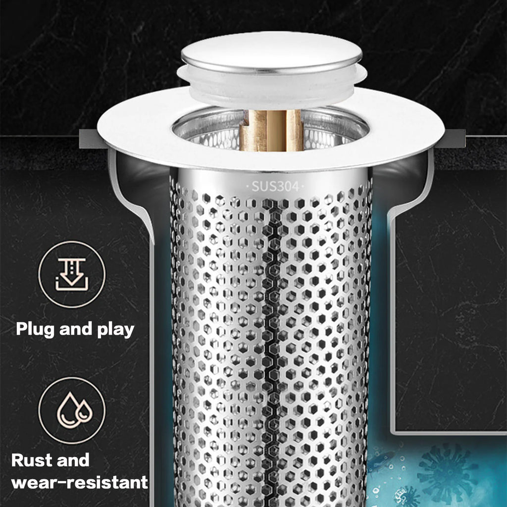 Bathroom Sink Plug Stopper Stainless Steel Filter Basket