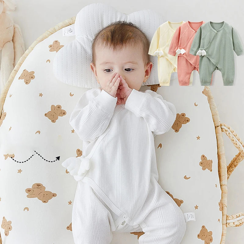 Newborn Romper with Soft Knit Long Sleeve Wrap Onesie