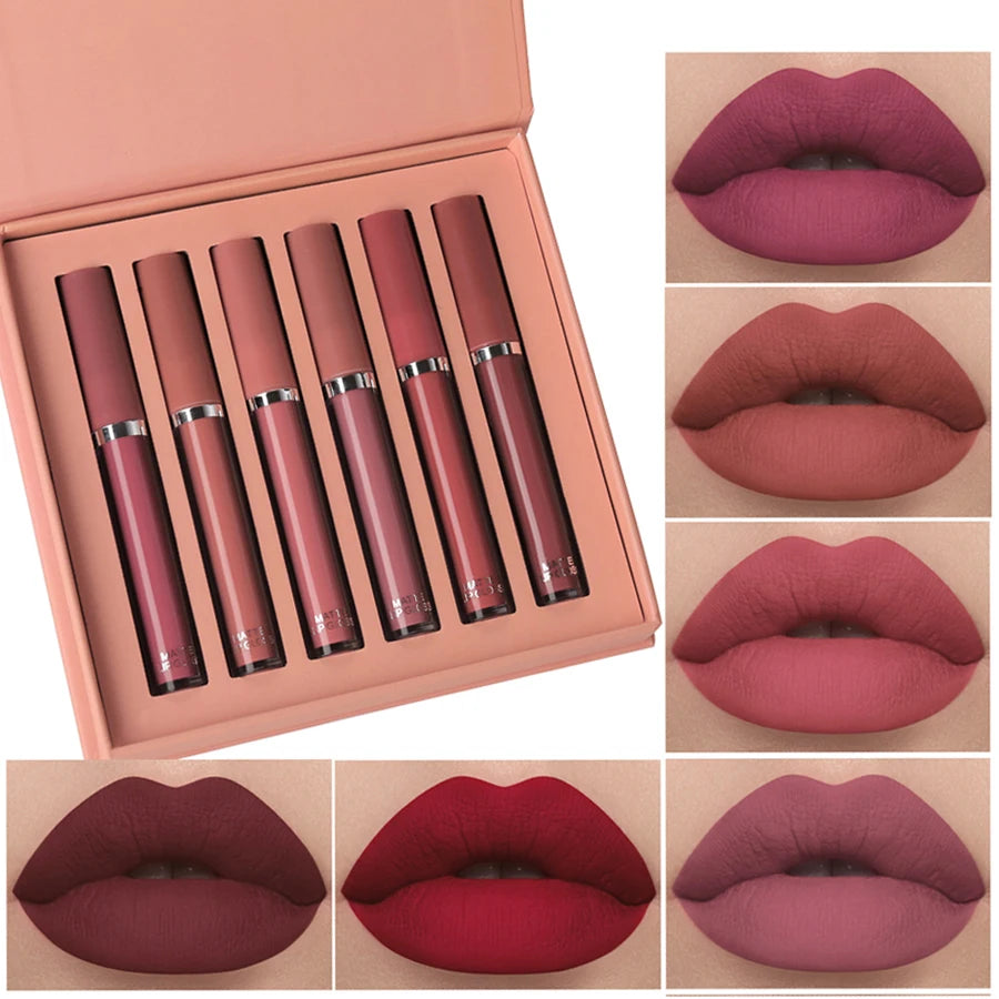 Matte Lip Gloss Set 6 Color Lipstick Box Set