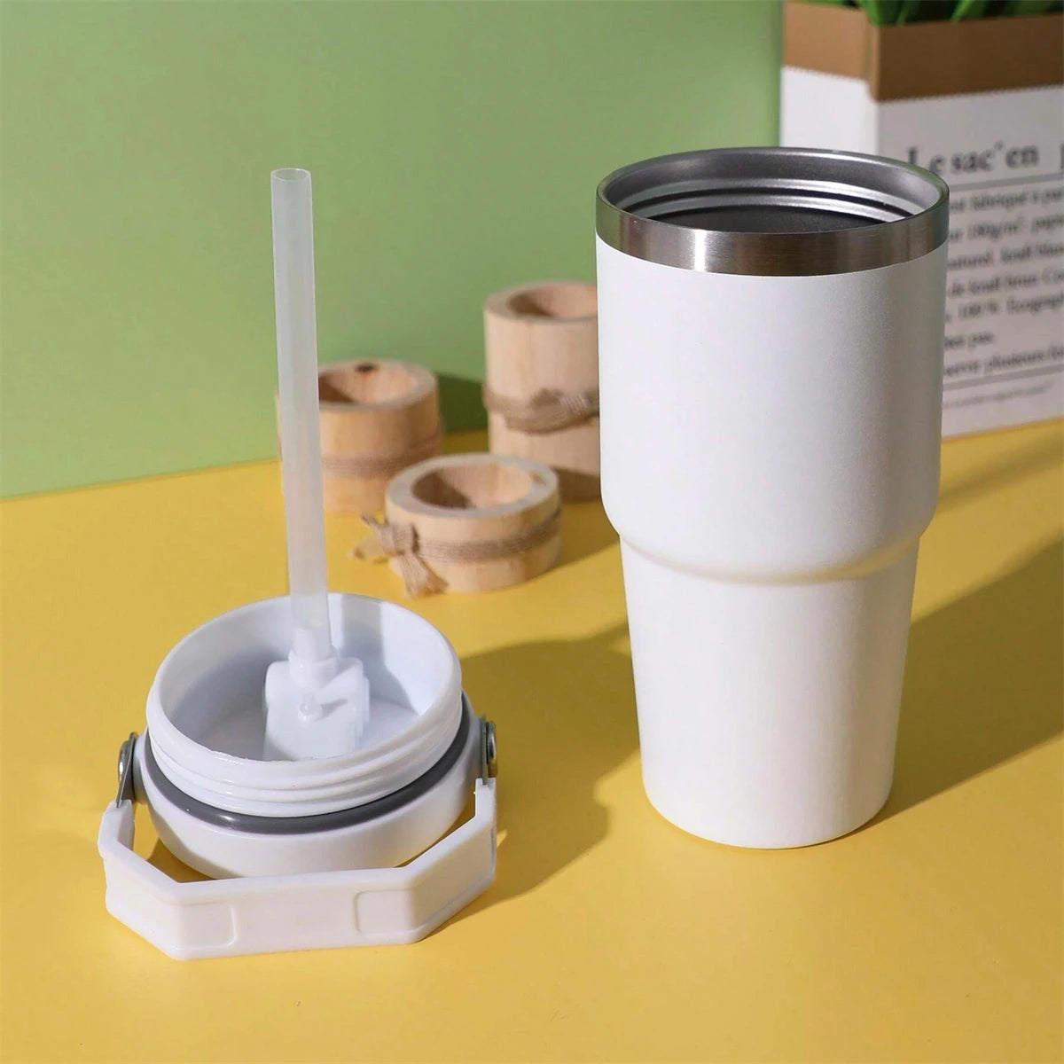 1pc Vacuum Tumbler with Lid Stainless Steel Portable Water Bottle