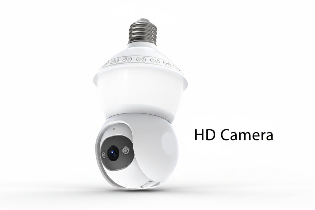 PTZ Lampenkamera E27 Vollfarbige Panoramische HD-WLAN-Glühbirnenüberwachung CMOS für Zuhause Schwenk-/Neigefunktion Cloud