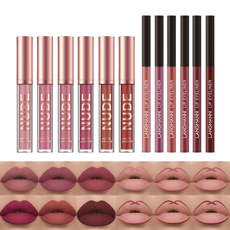 Lippenstift- und Lipliner-Set mit 12 Teilen