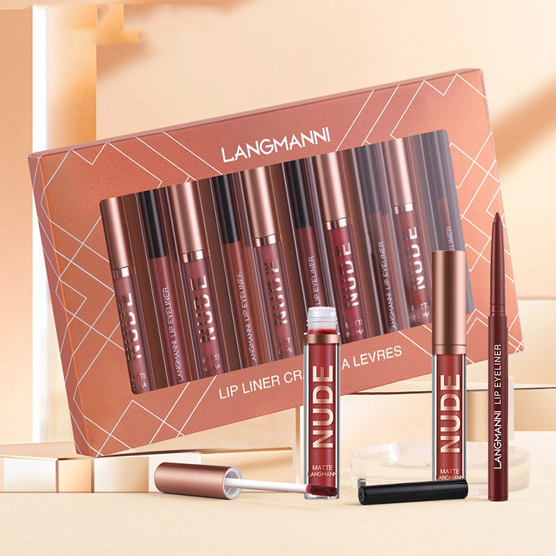 Lippenstift- und Lipliner-Set mit 12 Teilen